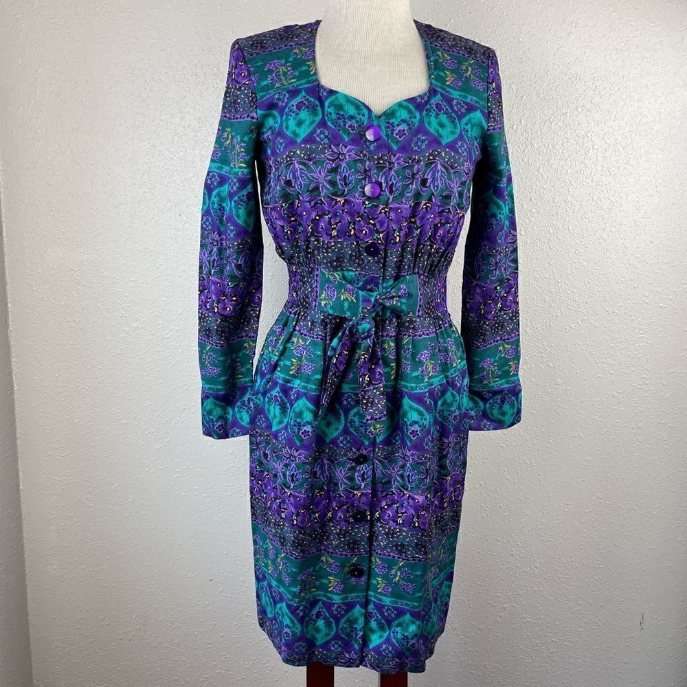 Vintage E.D.Michaels Button Down Maxi Dress Size 5-6 EUC